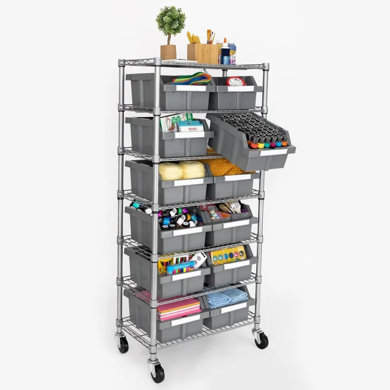 Heavy Duty NSF Solid Steel Wire Shelving Unit – Patented Storage Rack with 12 Bins, Garage, Kitchen, Office or Warehouse
Heavy Duty NSF Solid Steel Wire Shelving Unit – Patented Storage Rack with 12 Bins, Garage, Kitchen, Office or Warehouse