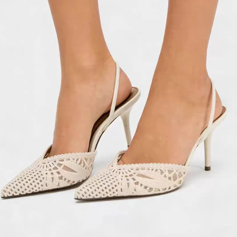 Elegant Openwork High-heeled Sandals,Apricot-colored Bohemian Woven High-heeled Shoes,Pointed-toe Breathable High-heeled Sandals
Elegant Openwork High-heeled Sandals,Apricot-colored Bohemian Woven High-heeled Shoes,Pointed-toe Breathable High-heeled Sandals