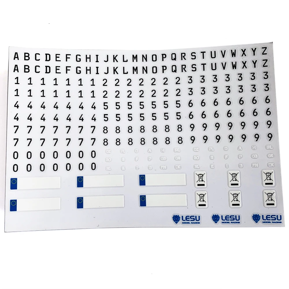 LESU Spare License Water Stickers for 1/14 RC Model Trucks Eu Construction Vehicles Parts Toys for Boy Th22154-SMT2
LESU Spare License Water Stickers for 1/14 RC Model Trucks Eu Construction Vehicles Parts Toys for Boy Th22154-SMT2
