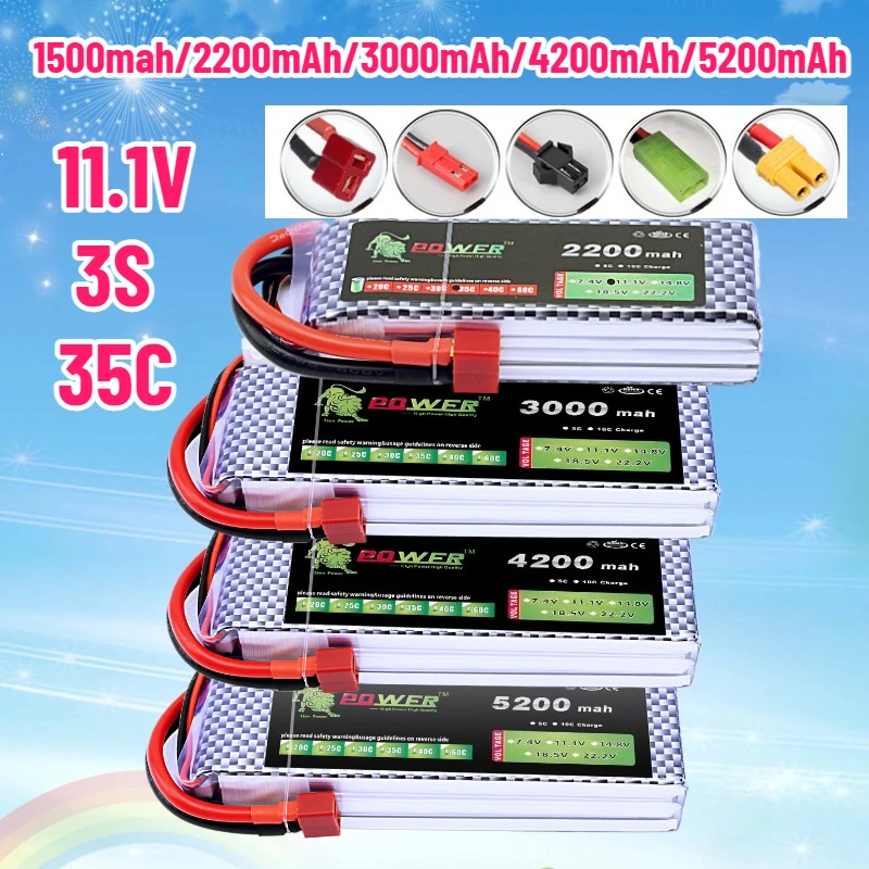 1500mah/2200mAh/3000mAh/4200mAh/5200mAh 11.1V 3S 35C Battery for Off-road Racing Vehicles Aircraft Quadcopters with SM-2P Plug
1500mah/2200mAh/3000mAh/4200mAh/5200mAh 11.1V 3S 35C Battery for Off-road Racing Vehicles Aircraft Quadcopters with SM-2P Plug