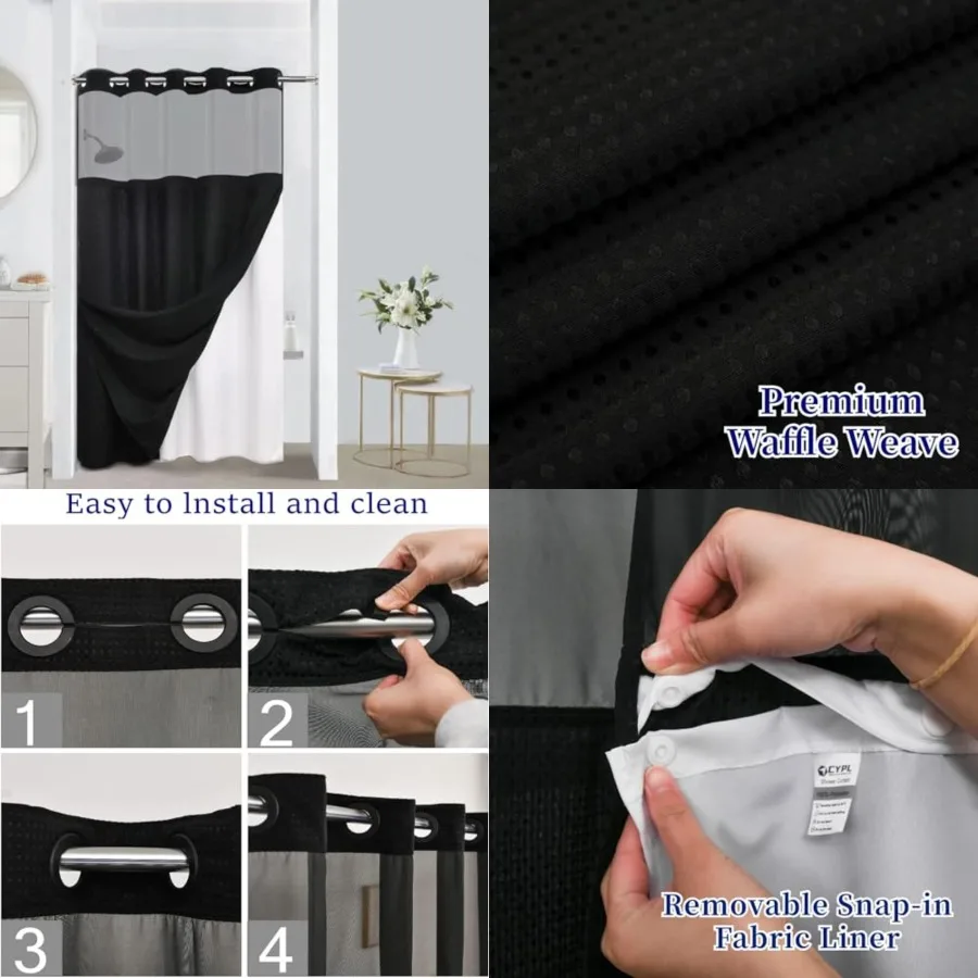 No Hooks Required Waffle Weave Shower Curtain with Snap in Liner-Hotel Grade Waterproof Mesh Top Window Spa Like Small Stall Ba
No Hooks Required Waffle Weave Shower Curtain with Snap in Liner-Hotel Grade Waterproof Mesh Top Window Spa Like Small Stall Ba
