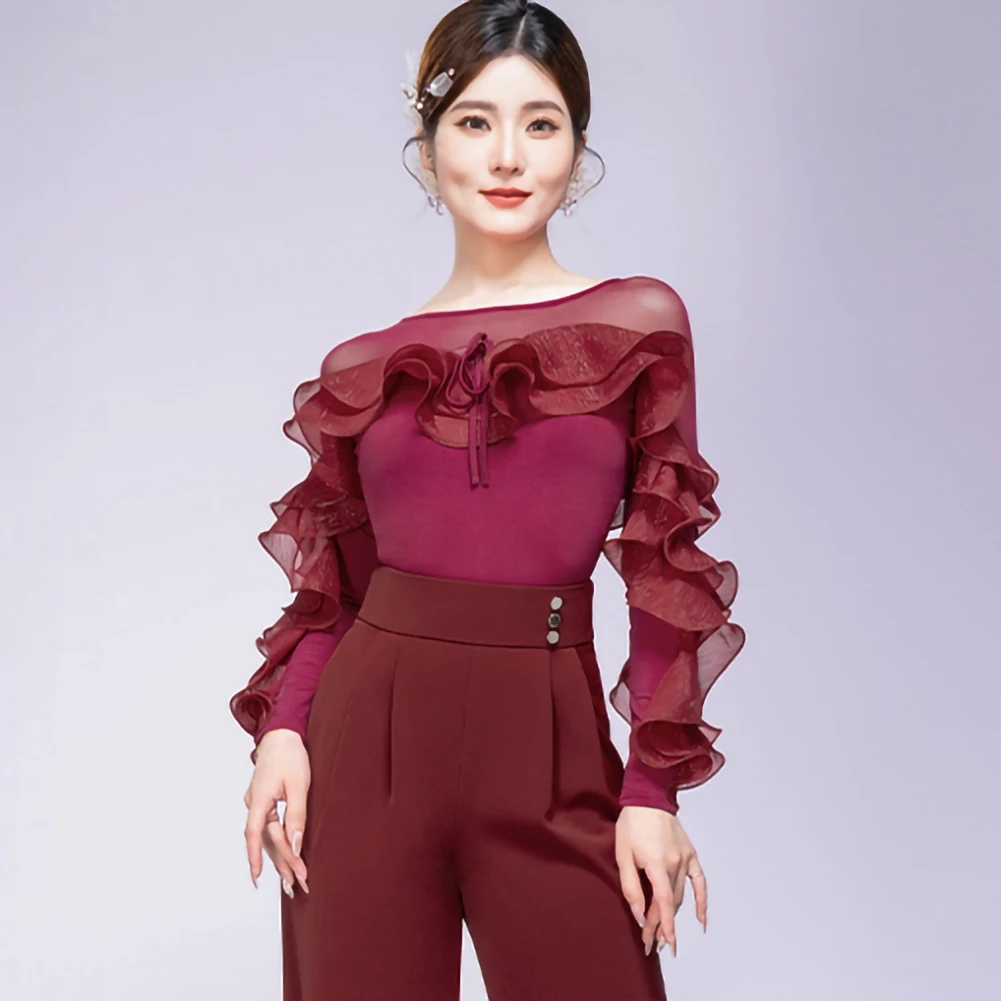 Ballroom Dance Top Ruffled Costume Black Crewneck New Women's high quality Ballroom Dance Practice dark blue Dance Top
Ballroom Dance Top Ruffled Costume Black Crewneck New Women's high quality Ballroom Dance Practice dark blue Dance Top