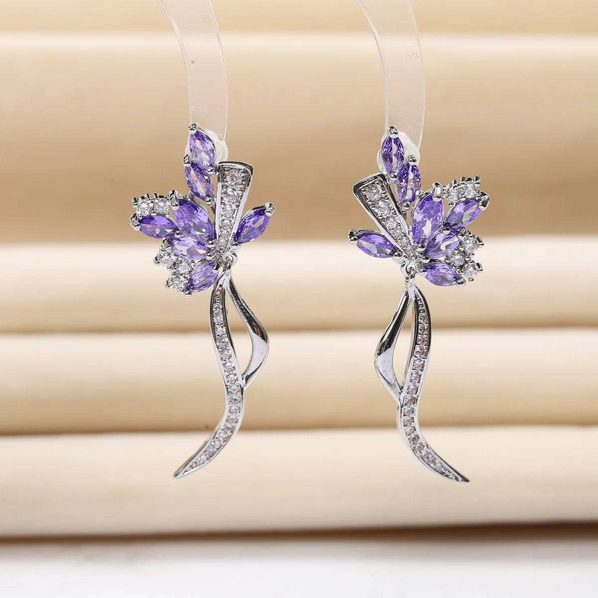 925 Silver Needle Purple Gemstone Floral Drop Earrings, Silver-Tone Statement Jewelry for Women Party Daily Wear
925 Silver Needle Purple Gemstone Floral Drop Earrings, Silver-Tone Statement Jewelry for Women Party Daily Wear
