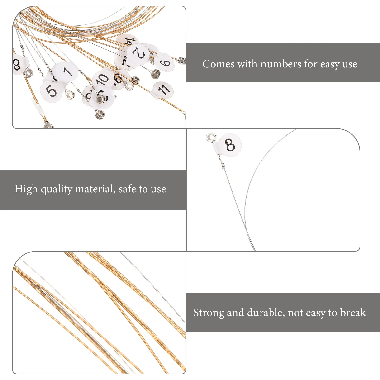 16pcs Durable Steel Lyre Strings Replacement Kit Resonant Sound Easy Replace Practical Accessories Instrument Parts Harp String
16pcs Durable Steel Lyre Strings Replacement Kit Resonant Sound Easy Replace Practical Accessories Instrument Parts Harp String