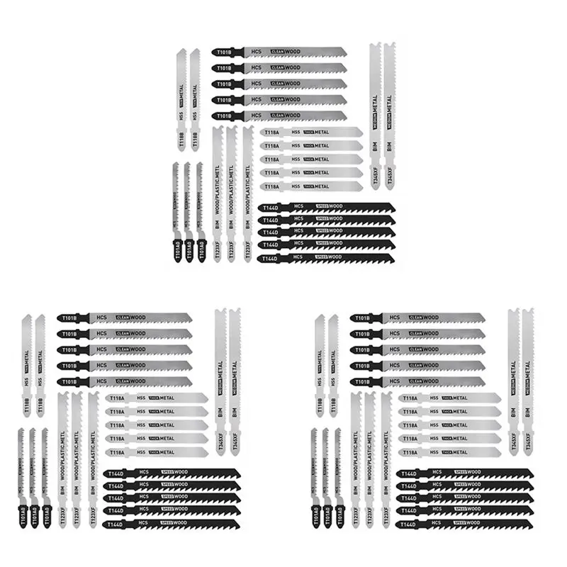 AFOURT-75 Pcs T Shank Jig Saw Blade Set, T-Shank Blades For Wood, Plastic And Metal Cutting
AFOURT-75 Pcs T Shank Jig Saw Blade Set, T-Shank Blades For Wood, Plastic And Metal Cutting