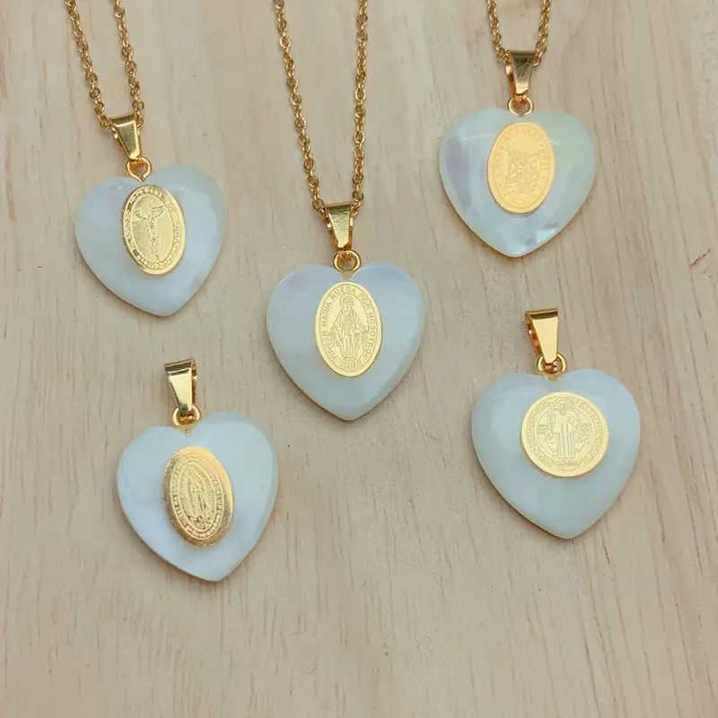 Stainless Steel Sea Shell Saint Benedict Guadalupe Virgin Mary Heart Pendant Necklace For Women Religious Jewelry
Stainless Steel Sea Shell Saint Benedict Guadalupe Virgin Mary Heart Pendant Necklace For Women Religious Jewelry