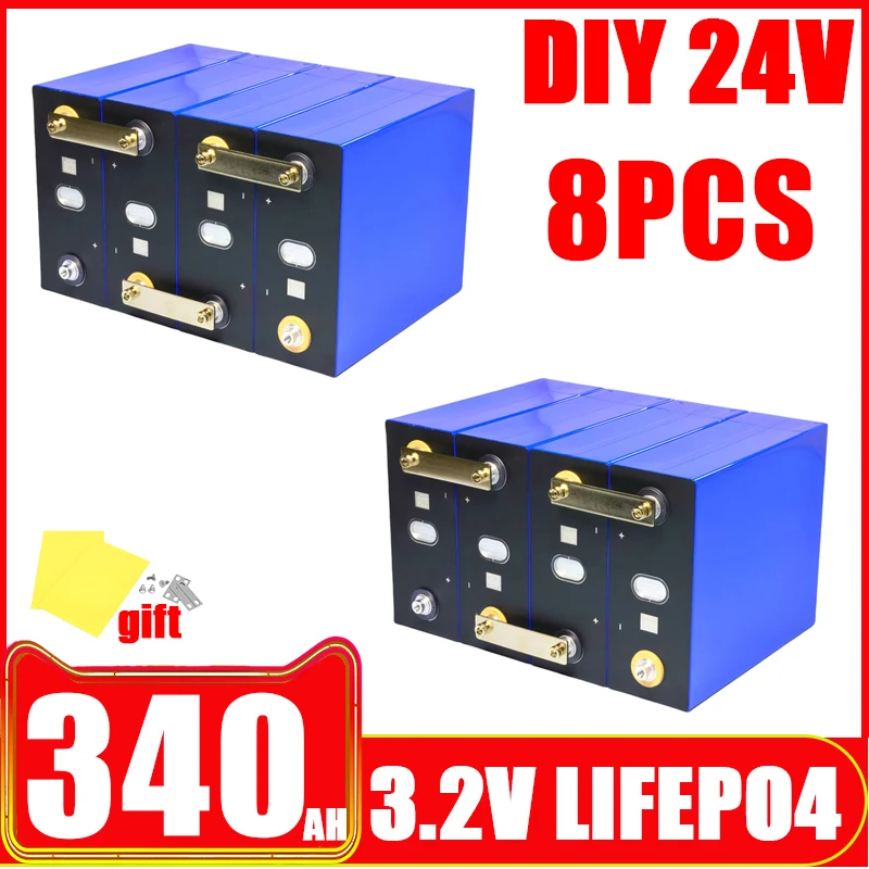 8pcs Grade A 3.2V 340AH 320Ah Lifepo4 Rechargeable Battery 10000cycles DIY 24V RV EV Boat Golf solar energy camping duty-free 
8pcs Grade A 3.2V 340AH 320Ah Lifepo4 Rechargeable Battery 10000cycles DIY 24V RV EV Boat Golf solar energy camping duty-free