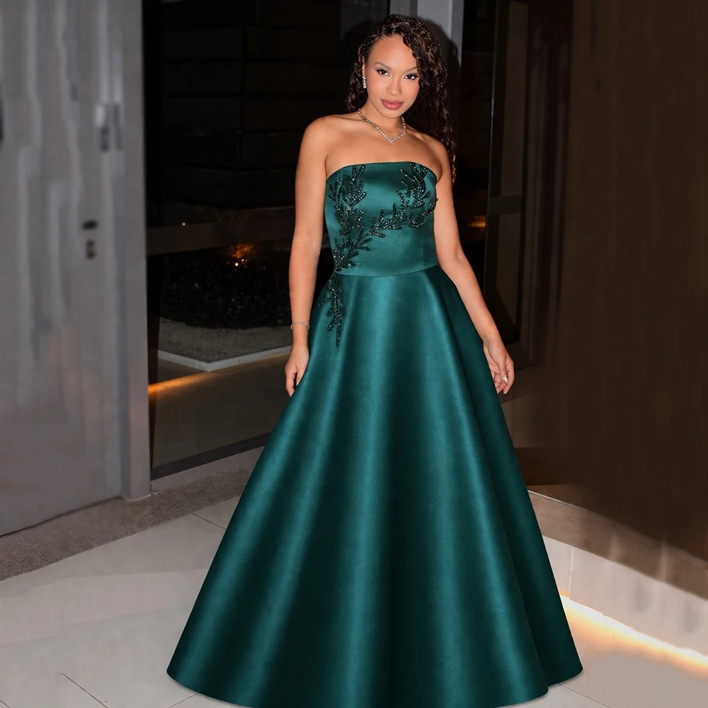 Msikoods Customized Dark Green Strapless Satin Evening Dresses Ball Gown Prom Dress Elegant Beaded Graduation Gown Gala Dresses
Msikoods Customized Dark Green Strapless Satin Evening Dresses Ball Gown Prom Dress Elegant Beaded Graduation Gown Gala Dresses