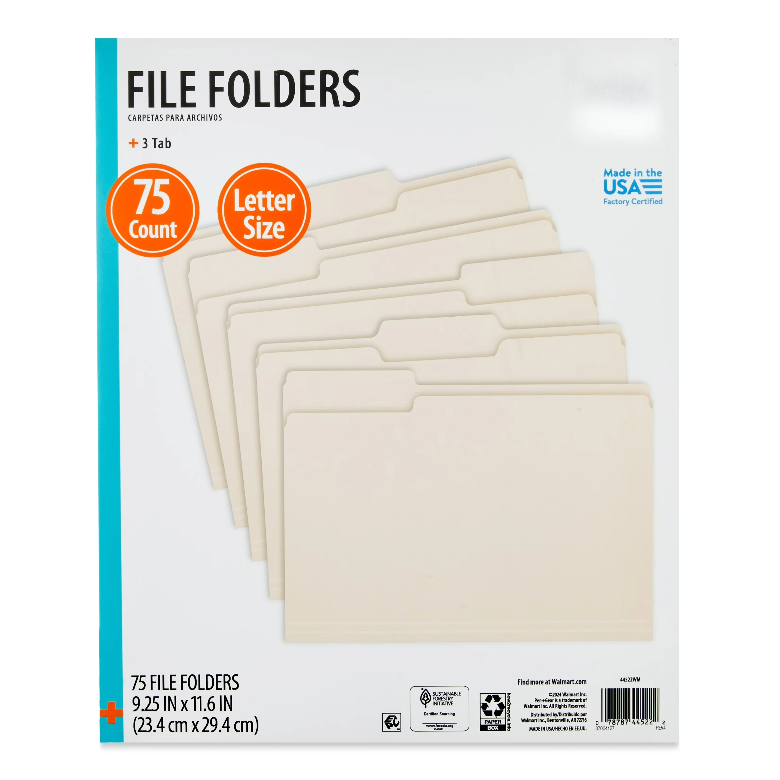 Letter Size 1/3 Cut File Folders, 75 Count, Manila
Letter Size 1/3 Cut File Folders, 75 Count, Manila