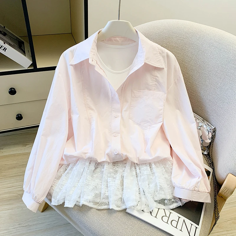 Sakura Pink Lace Shirt Women's Slim Fit Commute Fashionable Design Long Sleeve Korean Style Straight Cut Color Top
Sakura Pink Lace Shirt Women's Slim Fit Commute Fashionable Design Long Sleeve Korean Style Straight Cut Color Top