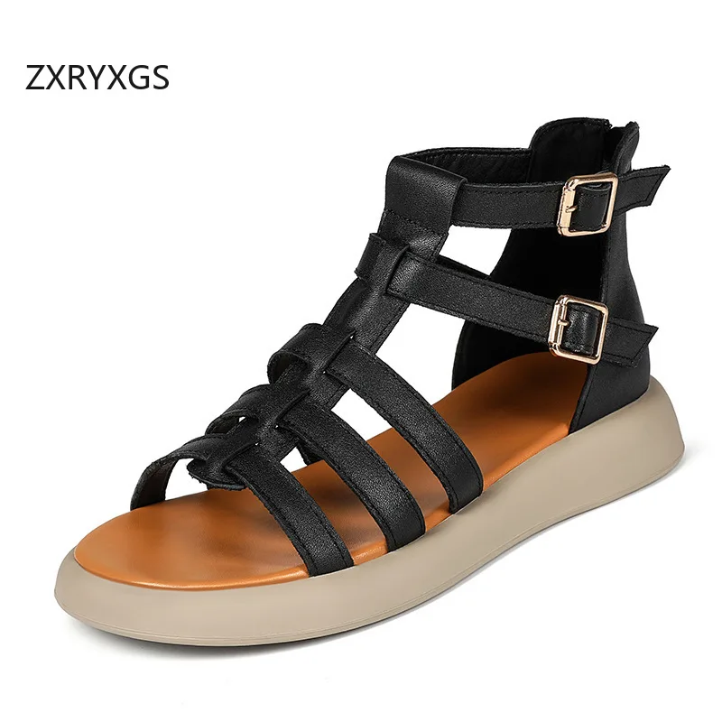 ZXRYXGS Premium Cowhide Open Toe Roman Sandals Summer Boots Breathable Comfortable Flat Sndals 2025 New Women Large Size Sandals
ZXRYXGS Premium Cowhide Open Toe Roman Sandals Summer Boots Breathable Comfortable Flat Sndals 2025 New Women Large Size Sandals