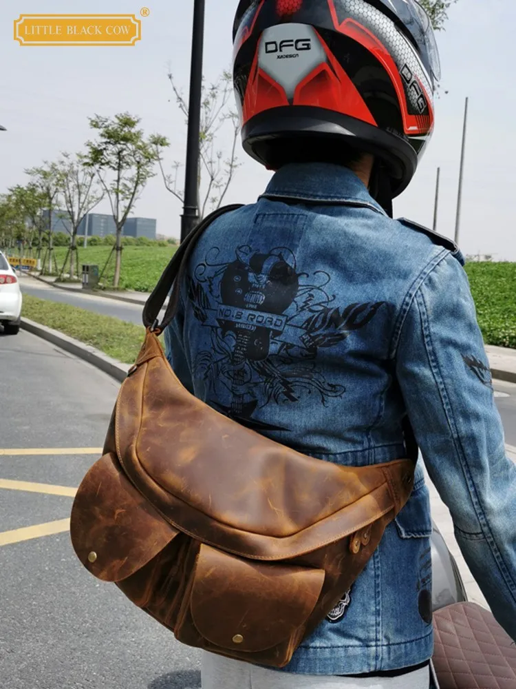 Travel Mens Motorcycle Riding Crossbody Bag Cowhide Genuine Leather Multi Pockets Solid Color Chest Bags Wide Strap Shoulder
Travel Mens Motorcycle Riding Crossbody Bag Cowhide Genuine Leather Multi Pockets Solid Color Chest Bags Wide Strap Shoulder
