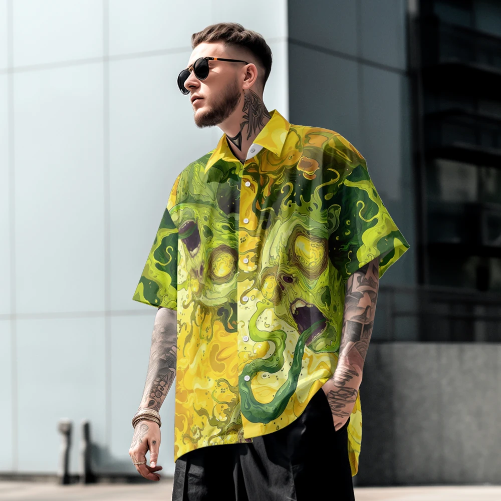 Summer casual oversized short sleeved shirt with full body print, loose fit Hawaiian beach comfortable trend, single breasted
Summer casual oversized short sleeved shirt with full body print, loose fit Hawaiian beach comfortable trend, single breasted