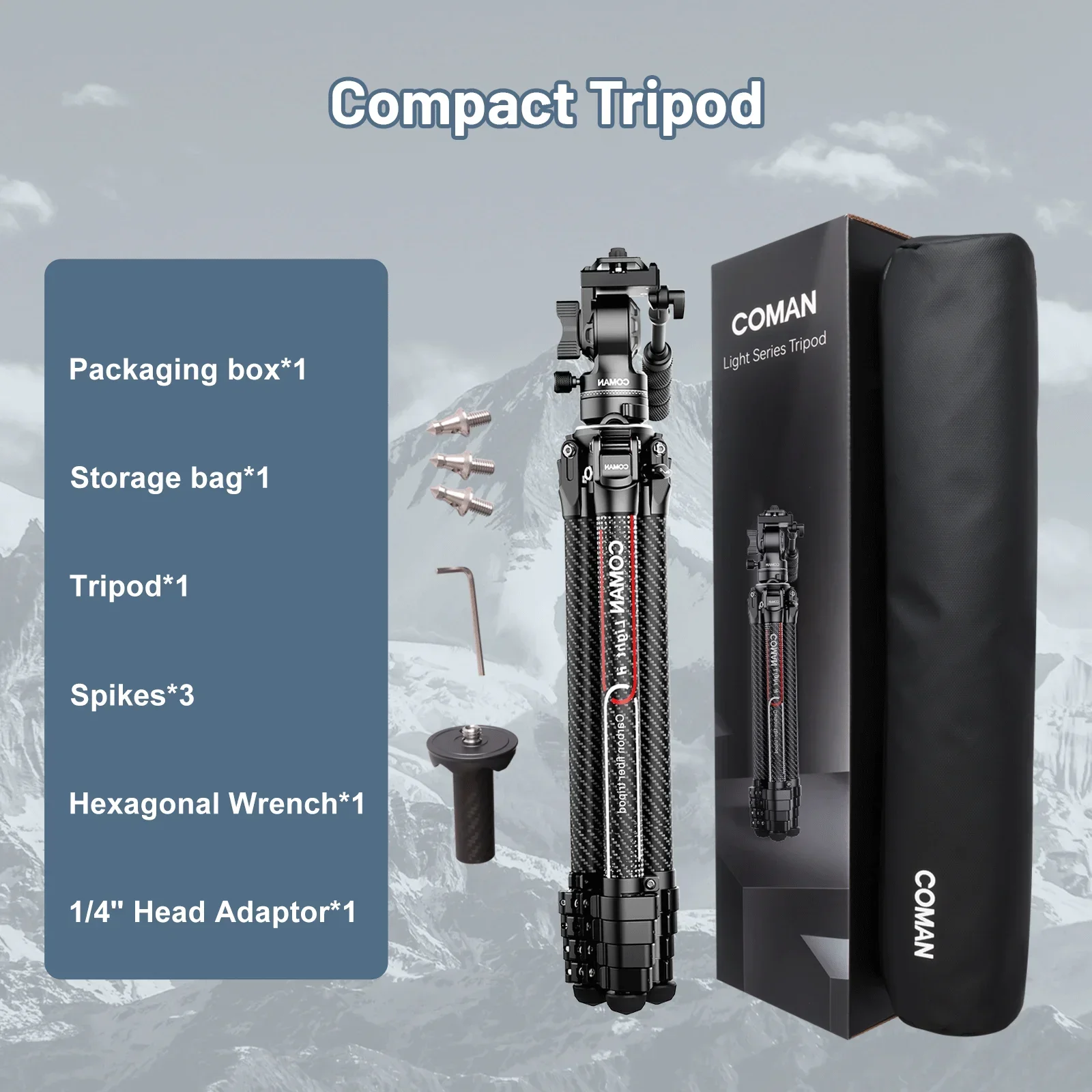 NEW Coman Light H 1.16kg Lightweight Camera Tripod Travel Photography Carbon Fiber Tripod 1.58m
NEW Coman Light H 1.16kg Lightweight Camera Tripod Travel Photography Carbon Fiber Tripod 1.58m