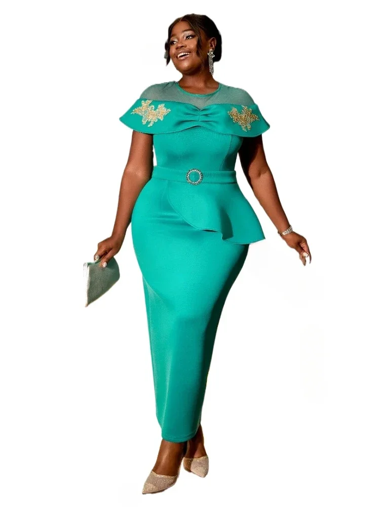 Elegant Green Party Evening Dress Women's Mesh Round Neck Open Sleeve Stickers Slimming Dresses Birthday Celebrity Banquet Set
Elegant Green Party Evening Dress Women's Mesh Round Neck Open Sleeve Stickers Slimming Dresses Birthday Celebrity Banquet Set