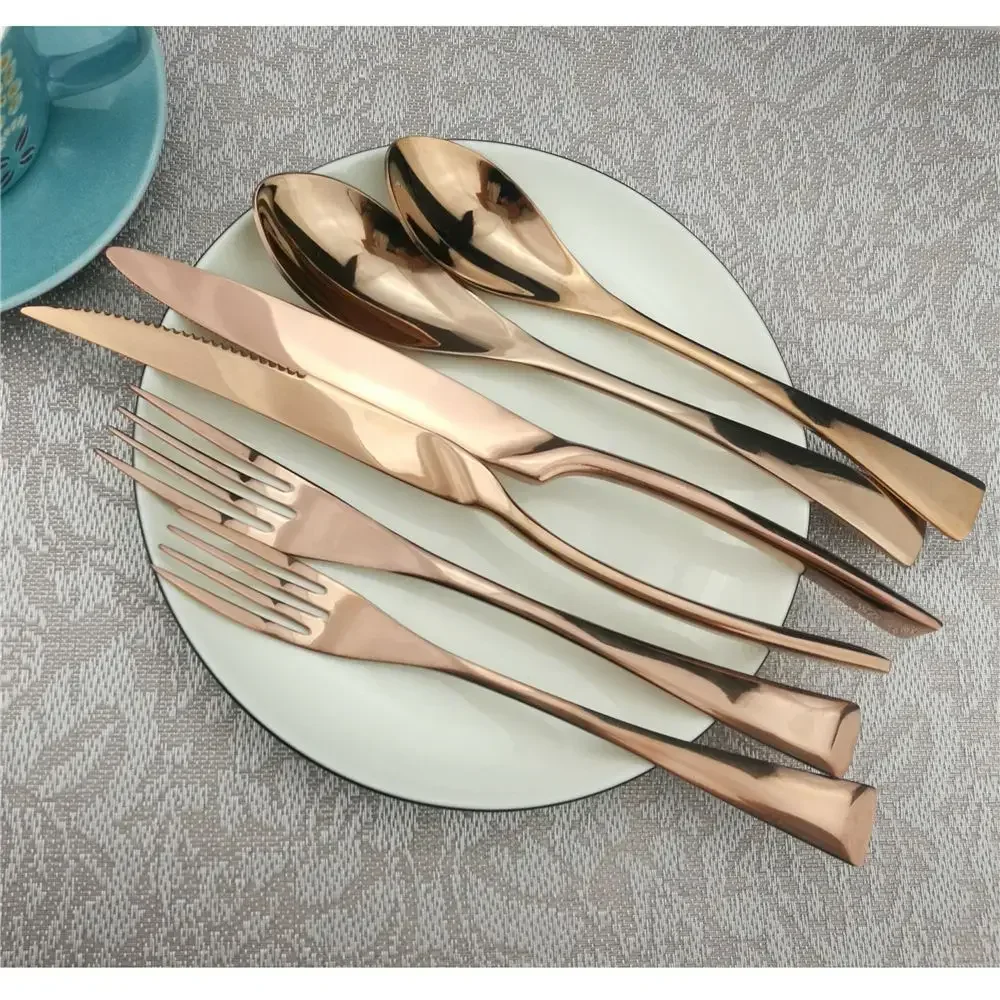 6/12/24Pcs Luxury Dinnerware Western Rose Gold Plated Cutlery Dining Knives Forks Dessert scoops Set Engraving Tableware Set
6/12/24Pcs Luxury Dinnerware Western Rose Gold Plated Cutlery Dining Knives Forks Dessert scoops Set Engraving Tableware Set
