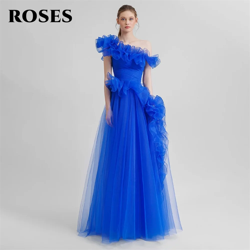 ROSES Blue One Shoulder Evening Dress Gowns A Line Prom Dress Tiered Pleat Party Dress for Woman vestidos de noche Customized
ROSES Blue One Shoulder Evening Dress Gowns A Line Prom Dress Tiered Pleat Party Dress for Woman vestidos de noche Customized