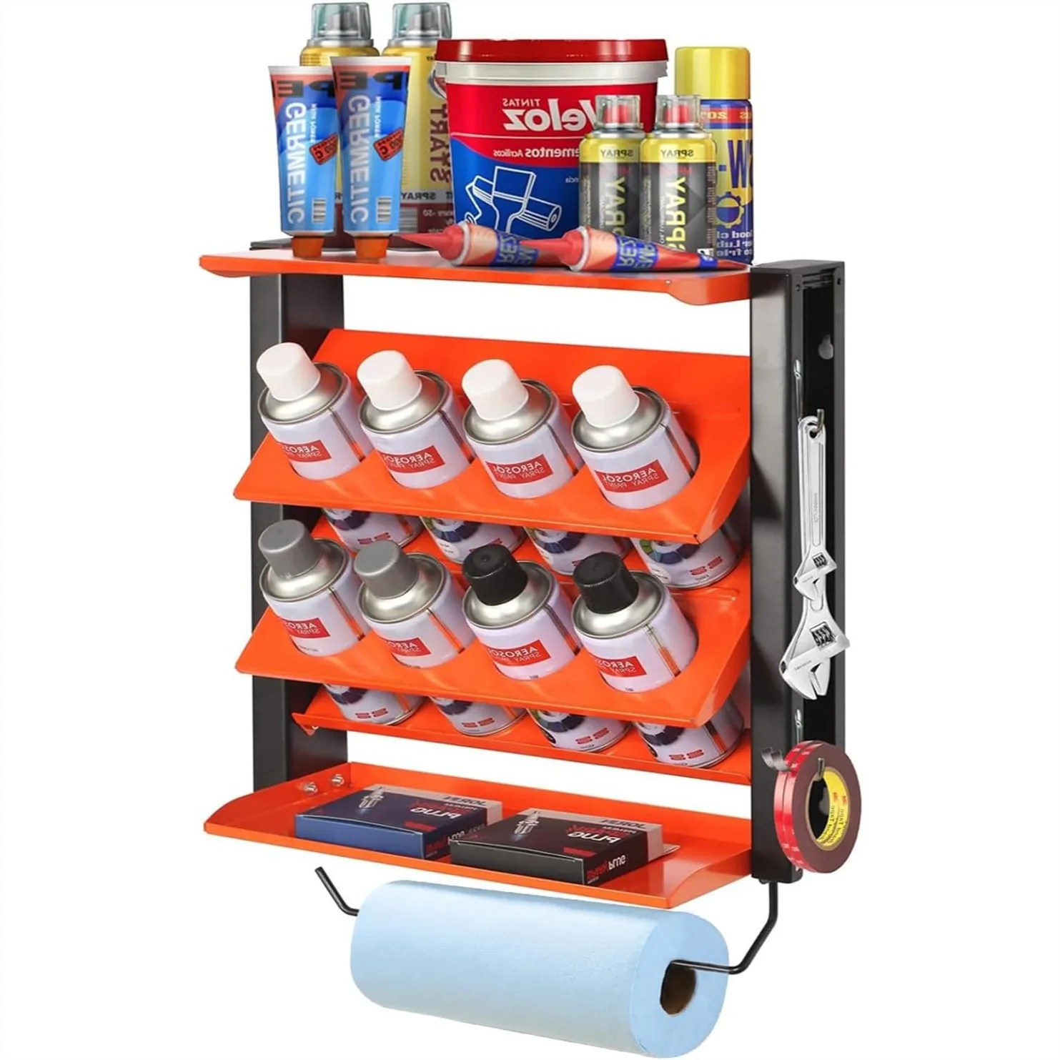 Heavy Duty Spray Can Holder Wall Mount - 8 Can Holes & 2 Shelves for Garage Organization, Paint, Lube, Paper Towel Storage
Heavy Duty Spray Can Holder Wall Mount - 8 Can Holes & 2 Shelves for Garage Organization, Paint, Lube, Paper Towel Storage
