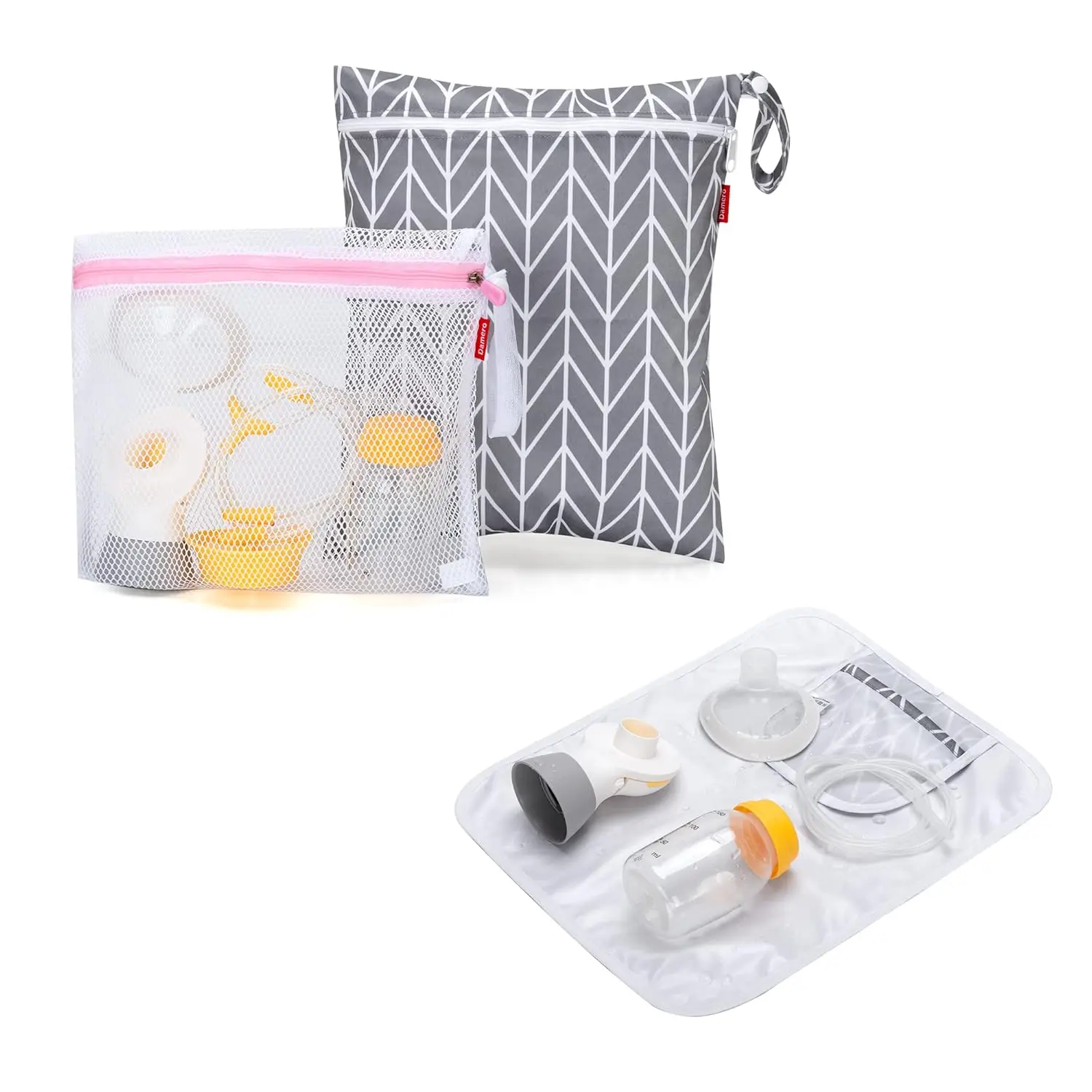 Breast Pump Parts Bag, Wet Dry Bag with Waterproof Mat and Mesh Bag for Pumping, Gray Arrow
Breast Pump Parts Bag, Wet Dry Bag with Waterproof Mat and Mesh Bag for Pumping, Gray Arrow