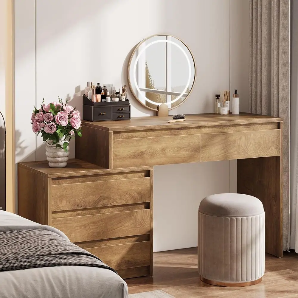 63-inch Vanity Desk with 5 Drawers, Bedroom Makeup Table, Movable 3-Drawer Chest Cabinet, Storage Solution for Women and Girls
63-inch Vanity Desk with 5 Drawers, Bedroom Makeup Table, Movable 3-Drawer Chest Cabinet, Storage Solution for Women and Girls