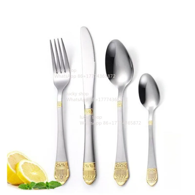 24-piece Set of Tableware, Full Set of Rose Gold Knives, Forks and Spoons
24-piece Set of Tableware, Full Set of Rose Gold Knives, Forks and Spoons