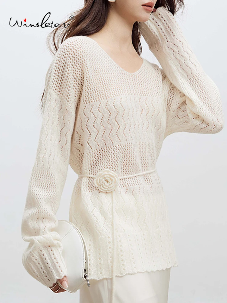 Winsleter-100%Wool Elegant Sweater, Women V Neck Hollow-out 3D Floral, Versatile Soft Loose Knit Sweater, 2025 Autumn T58911CC
Winsleter-100%Wool Elegant Sweater, Women V Neck Hollow-out 3D Floral, Versatile Soft Loose Knit Sweater, 2025 Autumn T58911CC