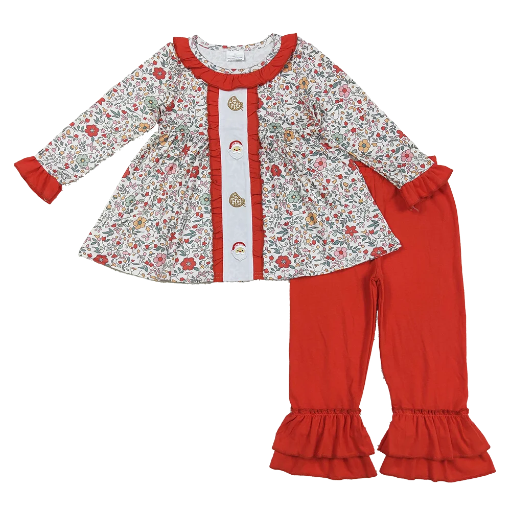 8.15 Autumn Wholesale Western Boutique children Embroidery Santa Cookie Baby Girls Red Floral Tunic Ruffle Pants ChristmasSet
8.15 Autumn Wholesale Western Boutique children Embroidery Santa Cookie Baby Girls Red Floral Tunic Ruffle Pants ChristmasSet