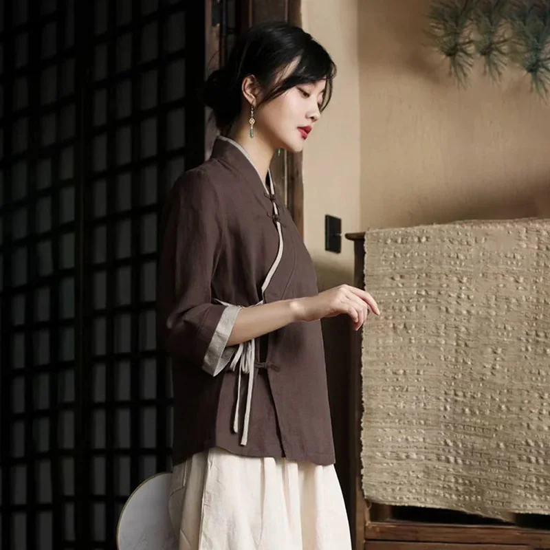 Новинка 2024, китайская винтажная шифоновая блузка, рубашка в стиле Ципао, традиционная шифоновая блузка в китайском стиле ханьфу, Восточный костюм Тан 
Новинка 2024, китайская винтажная шифоновая блузка, рубашка в стиле Ципао, традиционная шифоновая блузка в китайском стиле ханьфу, Восточный костюм Тан