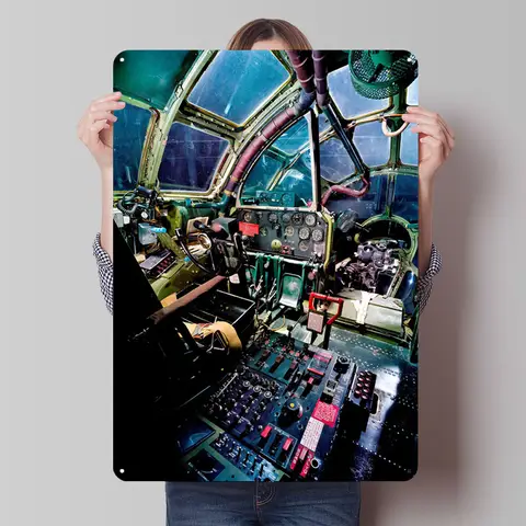 B29 Cockpit Bomber WW2 Segno Aerei Poster in metallo Estetica Room Decor Uomo Segni metallici personalizzabili per la decorazione della stanza di casa Retro