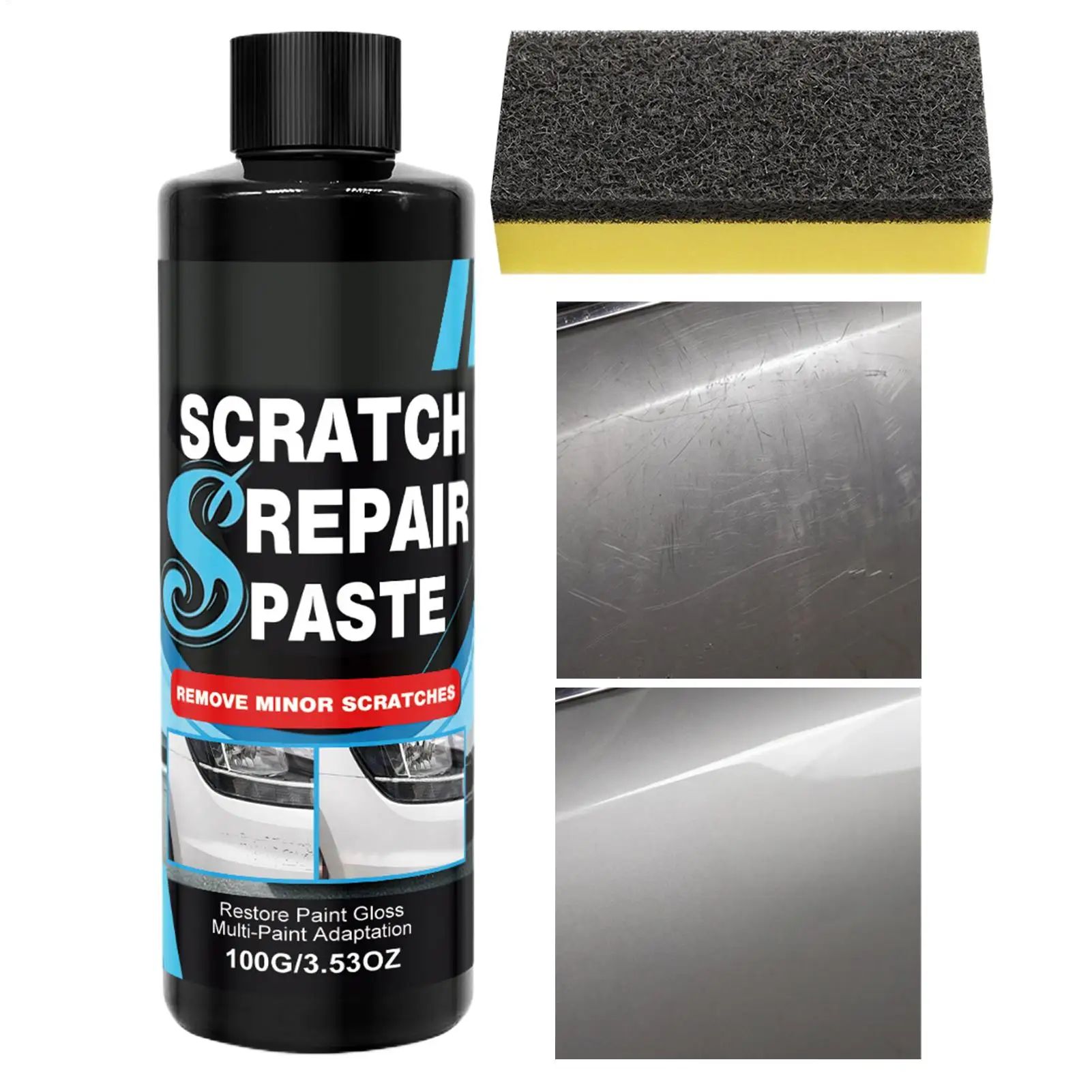 Car Scratch Repair Paste 120g Gloss Restoration Paste with Sponge Applicator Auto Paint Remover Swirl Mark Eraser for Detailing
Car Scratch Repair Paste 120g Gloss Restoration Paste with Sponge Applicator Auto Paint Remover Swirl Mark Eraser for Detailing
