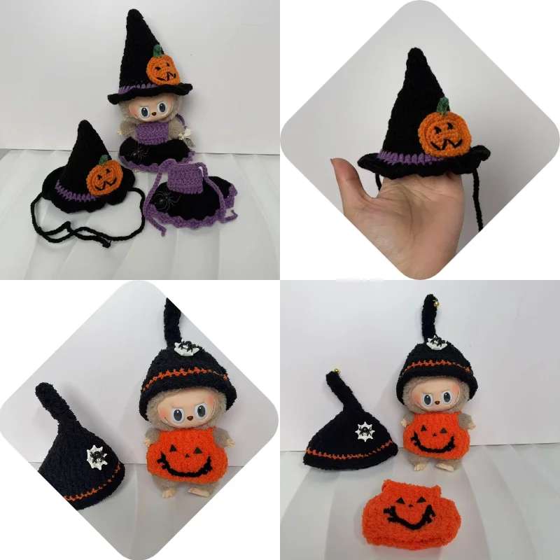 Для 17 см куклы Лабубу, милый вязаный вручную костюм на Хэллоуин со шляпой, комплект Ropa Labubu, одежда для кукол, аксессуары для кукол, Рождественский подарок 
Для 17 см куклы Лабубу, милый вязаный вручную костюм на Хэллоуин со шляпой, комплект Ropa Labubu, одежда для кукол, аксессуары для кукол, Рождественский подарок