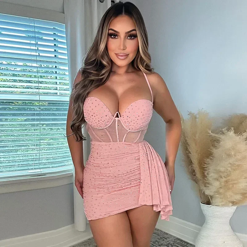 Sexy Spaghetti Strap Diamonds Birthday Dress for Women Party Night Mesh Patchwork Corset Ruched Rhinestone Mini Short Dresses
Sexy Spaghetti Strap Diamonds Birthday Dress for Women Party Night Mesh Patchwork Corset Ruched Rhinestone Mini Short Dresses