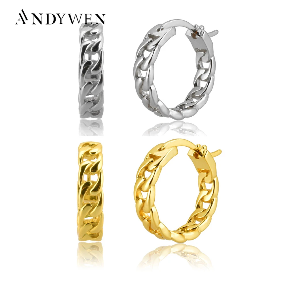 ANDYWEN 100% 925 Sterling Silver Gold Large 14mm Locker Chain Hoops Circle Pendiente Earring 2020 Piercing Round LuxuryJewelry
ANDYWEN 100% 925 Sterling Silver Gold Large 14mm Locker Chain Hoops Circle Pendiente Earring 2020 Piercing Round LuxuryJewelry