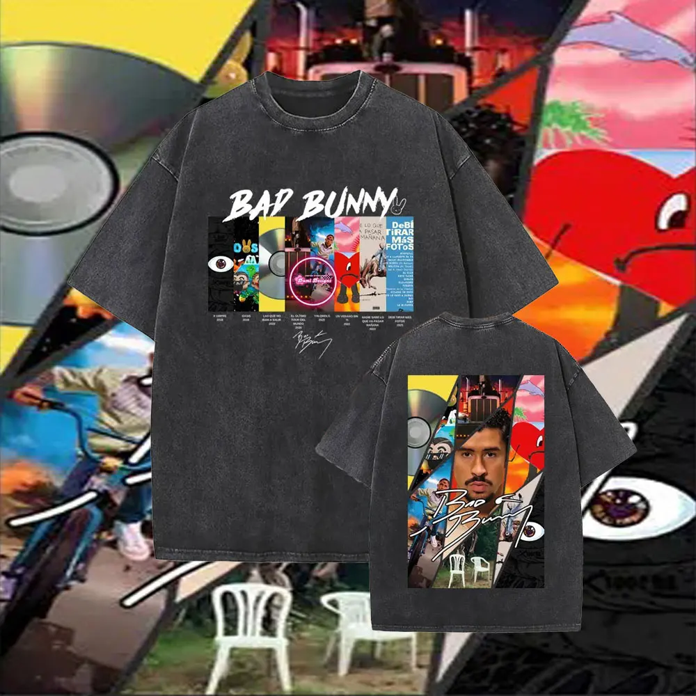 Винтажная футболка с рисунком рэпера Bad Bunny Face DeBi TiRAR MaS FOToS DTMF, мужские футболки с принтом в стиле хип-хоп, ретро, футболка большого размера
Винтажная футболка с рисунком рэпера Bad Bunny Face DeBi TiRAR MaS FOToS DTMF, мужские футболки с принтом в стиле хип-хоп, ретро, футболка большого размера