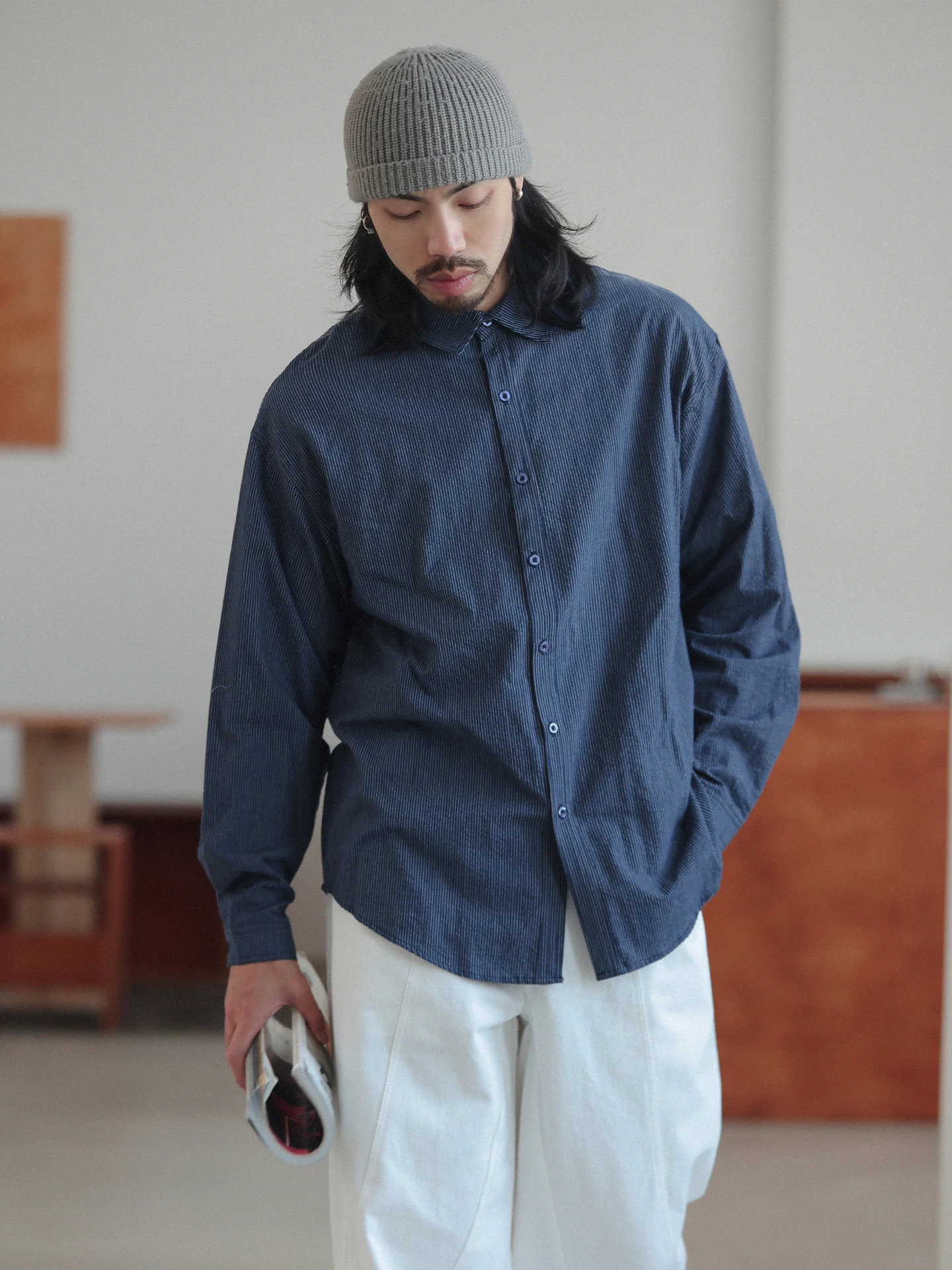 Мужская осенняя рубашка Noears свободного кроя с длинным рукавом, винтажная, молодежная, из хлопка, в полоску, дышащая, удобная
Мужская осенняя рубашка Noears свободного кроя с длинным рукавом, винтажная, молодежная, из хлопка, в полоску, дышащая, удобная