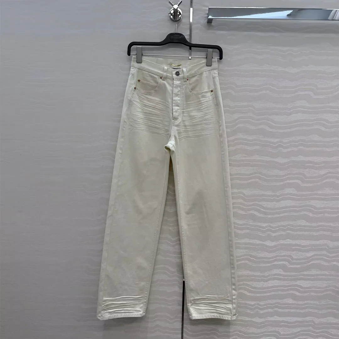 Streetwear Beige Color Texture Design Straight Denim Jeans Women Single Breasted High Waist All-matched Casual Pants Trousers
Streetwear Beige Color Texture Design Straight Denim Jeans Women Single Breasted High Waist All-matched Casual Pants Trousers