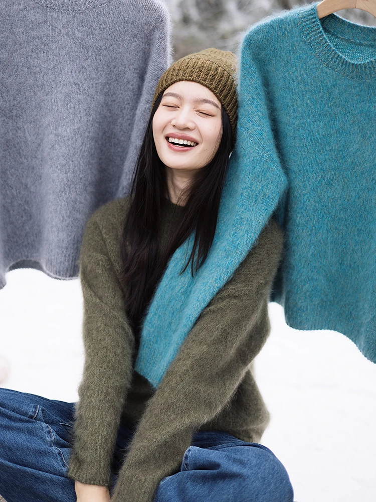 Loose Fit Camere Knitted Sweater Women's round Ne Pullover Fce Lined Soft Woolen Coat Artistic Sle Long Sve
Loose Fit Camere Knitted Sweater Women's round Ne Pullover Fce Lined Soft Woolen Coat Artistic Sle Long Sve