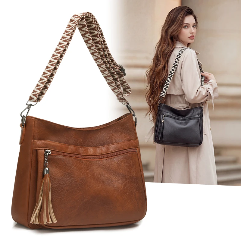 New Fashion Women's Retro Crossbody Bag with Wide Woven Strap, Soft PU Leather Shoulder Purse with Tassel for Casual & Daily Use
New Fashion Women's Retro Crossbody Bag with Wide Woven Strap, Soft PU Leather Shoulder Purse with Tassel for Casual & Daily Use