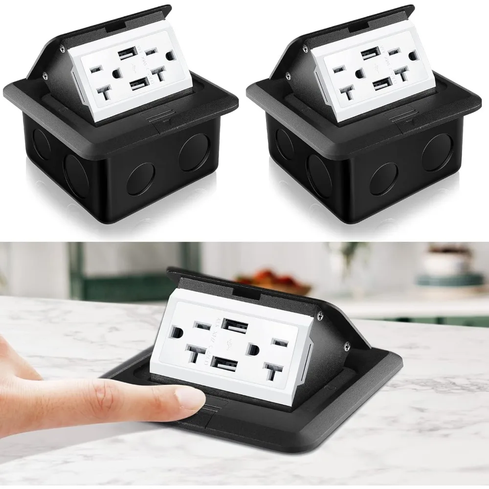 Pop Up Floor Electrical Outlet Cover Box Kit with 4.8A USB Charger 20Amp Waterproof Weatherproof Tamper Resistant Receptacle
Pop Up Floor Electrical Outlet Cover Box Kit with 4.8A USB Charger 20Amp Waterproof Weatherproof Tamper Resistant Receptacle