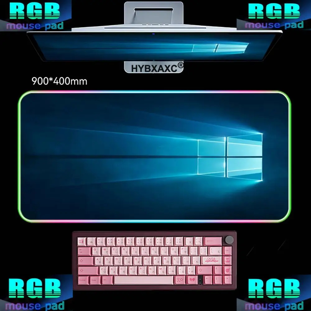 RGB LED Windows XP Wallpaper Large Mouse Pad Computer Keyboard Mouse Mat Gamer PC Laptop Desk Mat Office Accessories Table Mats