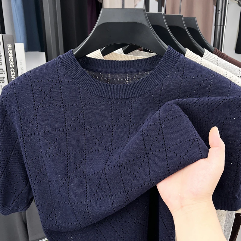 High-end Old Money Style Knit Sweater Casual Versatile Solid Color Summer Men's Short Sleeve Round Neck Breathable T-Shirt
High-end Old Money Style Knit Sweater Casual Versatile Solid Color Summer Men's Short Sleeve Round Neck Breathable T-Shirt