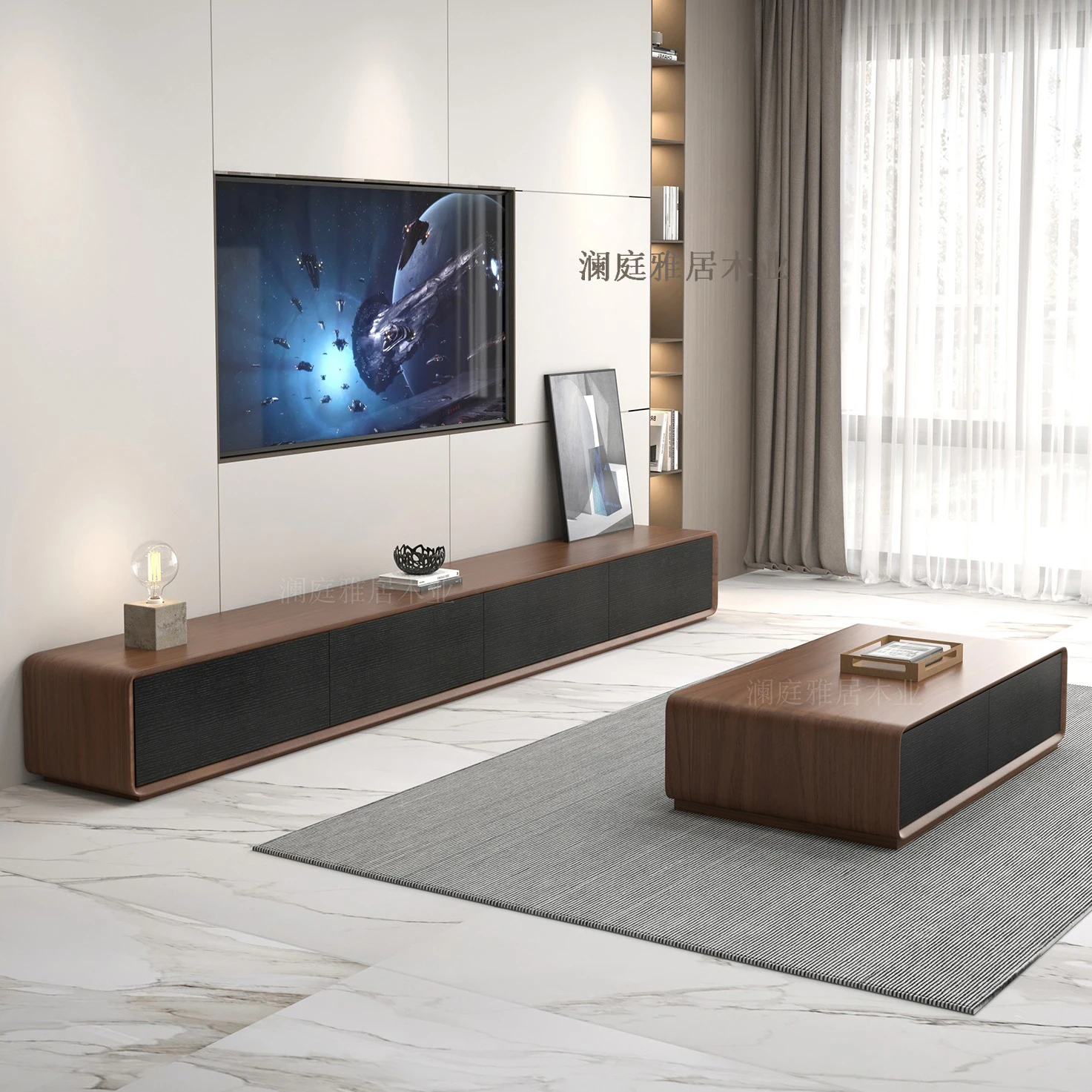 Nordic simple TV cabinet household living room coffee table combination modern apartment walnut floor solid wood TV cabinet
Nordic simple TV cabinet household living room coffee table combination modern apartment walnut floor solid wood TV cabinet