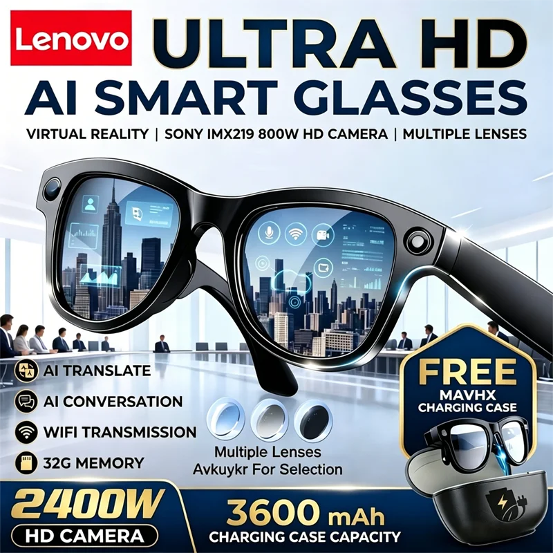Lenovo Smart Car Glasses 8K Professional HD Video Record Camera ChatGPT Bluetooth Call Language Translation Music Sunglasses Men
Lenovo Smart Car Glasses 8K Professional HD Video Record Camera ChatGPT Bluetooth Call Language Translation Music Sunglasses Men