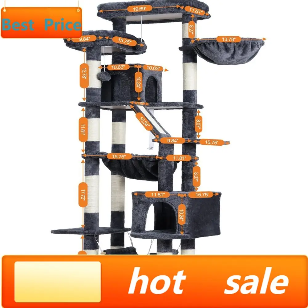 PromotionPromotion71 Tall Cat Tower with 2 Perches, 2 Condos, 2 Hammocks, Basket, Scratch Pad, and Furniture in Smoky Gray
PromotionPromotion71 Tall Cat Tower with 2 Perches, 2 Condos, 2 Hammocks, Basket, Scratch Pad, and Furniture in Smoky Gray