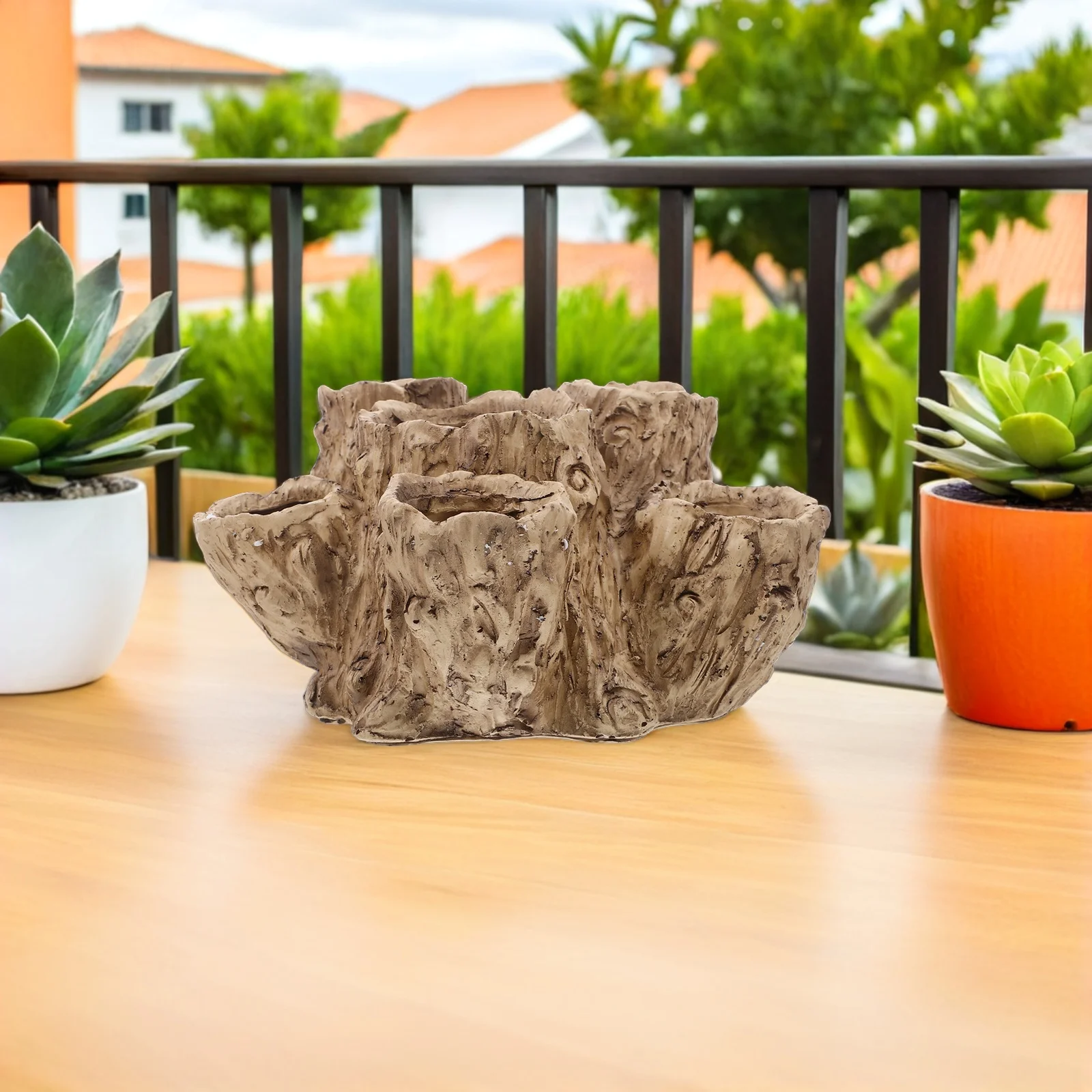 Artificial Driftwood Stump Planter 6 Openings Resin Material Stylish Indoor Outdoor Bonsai Cactus Succulent Container 
Artificial Driftwood Stump Planter 6 Openings Resin Material Stylish Indoor Outdoor Bonsai Cactus Succulent Container