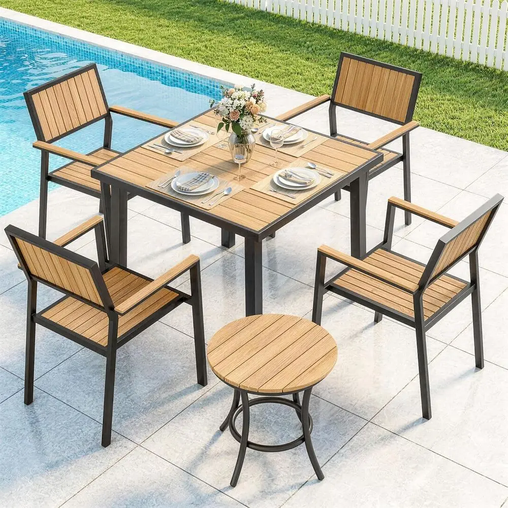 6-Piece Patio Dining Set,Outdoor urniture Set with Plastic-Wood Table Top,Outdoor urniture Set with 4 Outdoor Stackable Chairs o
6-Piece Patio Dining Set,Outdoor urniture Set with Plastic-Wood Table Top,Outdoor urniture Set with 4 Outdoor Stackable Chairs o