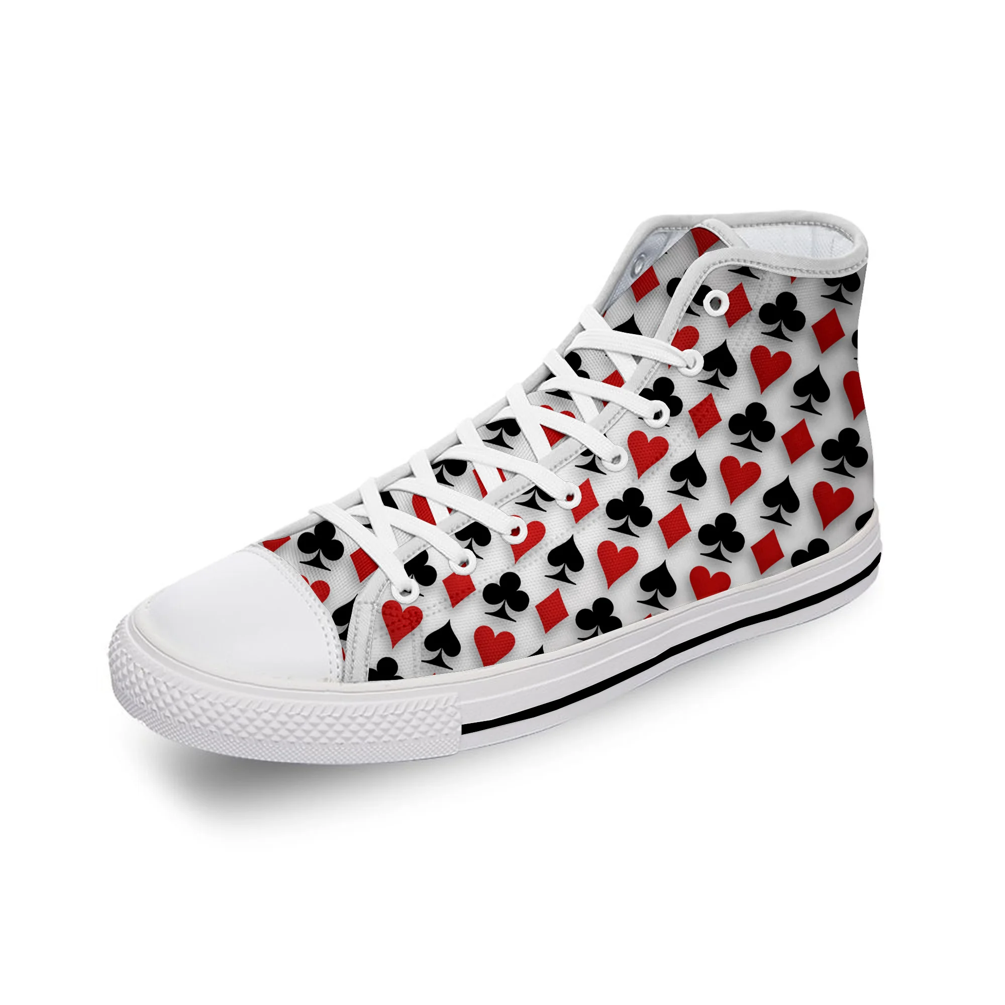 Популярные крутые белые тканевые модные высокие кеды с 3D принтом игральных карт и покера холщовые кроссовки для мужчин и женщин Легкие дышащие кроссовки 
Популярные крутые белые тканевые модные высокие кеды с 3D принтом игральных карт и покера холщовые кроссовки для мужчин и женщин Легкие дышащие кроссовки