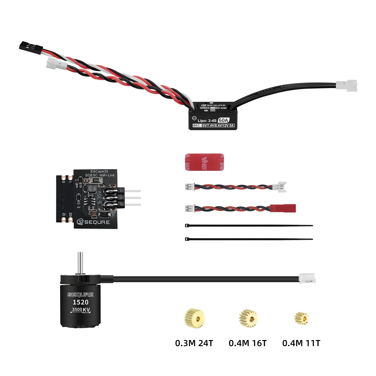 SEQURE ANT ESC V2 & 1520 Motor 2-4S 60A High Performance Outer Rotor Brushless Power Kit Programmable BEC 5A Small Size
SEQURE ANT ESC V2 & 1520 Motor 2-4S 60A High Performance Outer Rotor Brushless Power Kit Programmable BEC 5A Small Size