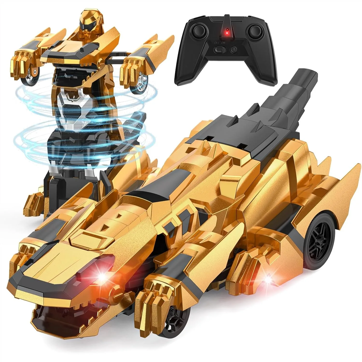 Dinosaur Transform RC Cars, 2.4GHz Remote Control Car Transforming Robot with Flashing Light, 360° Rotation One Button
Dinosaur Transform RC Cars, 2.4GHz Remote Control Car Transforming Robot with Flashing Light, 360° Rotation One Button
