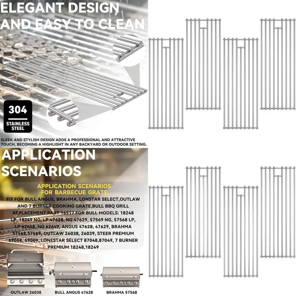 2025 4-Pack 7mm Stainless Steel BBQ Grill Grates Replacement Parts for 7-Burner Models
2025 4-Pack 7mm Stainless Steel BBQ Grill Grates Replacement Parts for 7-Burner Models
